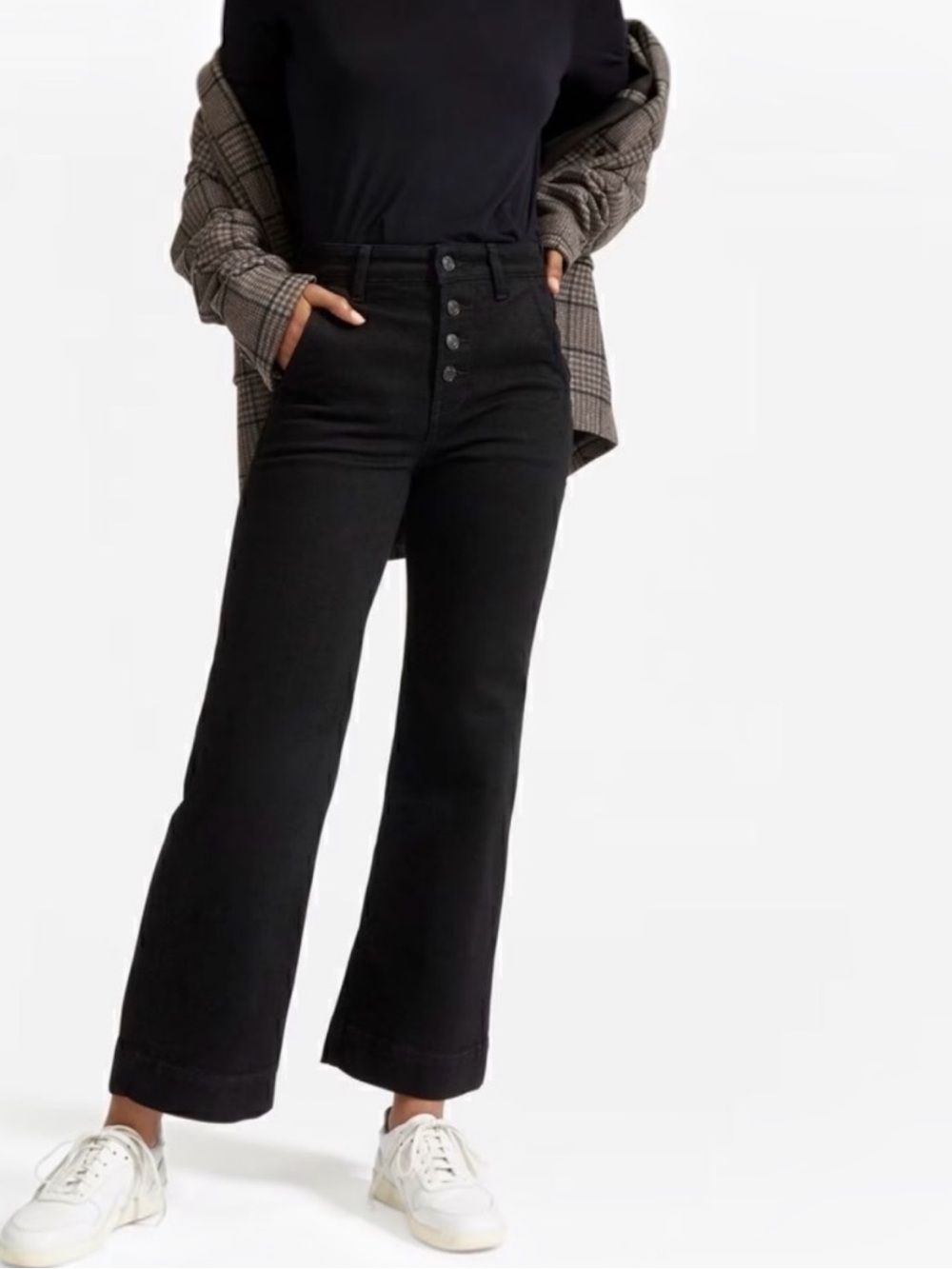 Everlane Black Button Fly Wide Leg Jean Size‎ 25